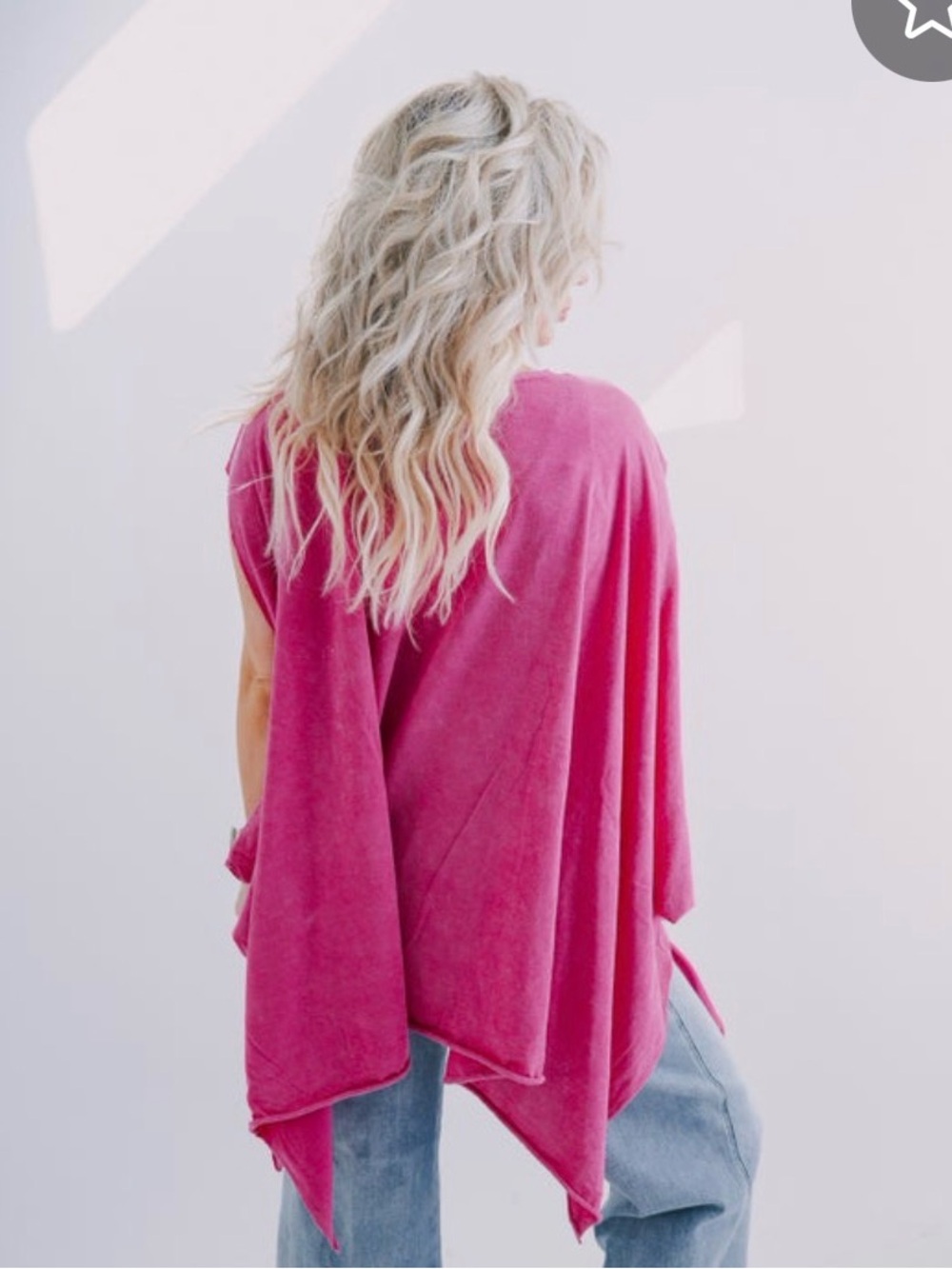 I Love Linen Hot Pink Floral Graphic Poncho - Picture 6 of 6